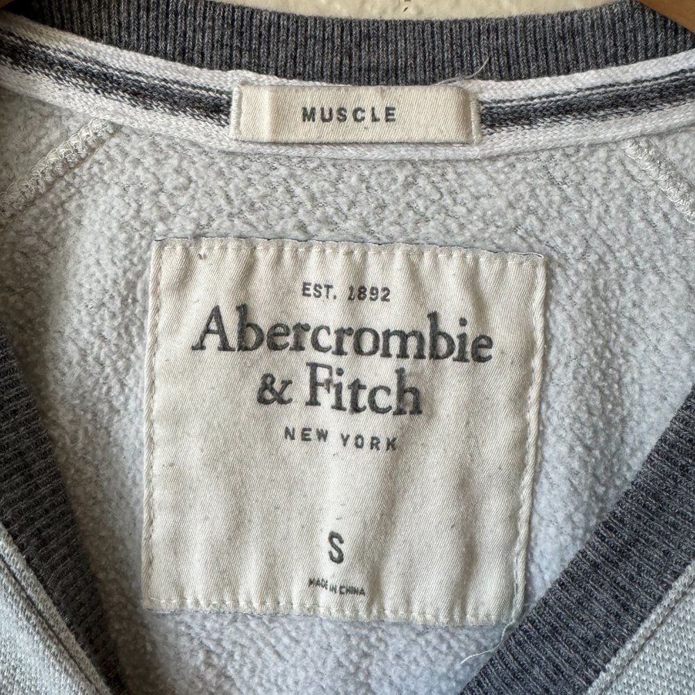 Abercrombie & Fitch Relaxed Gray Crewneck lightweight Sweatshirt Spell Out Small - Picture 4 of 15